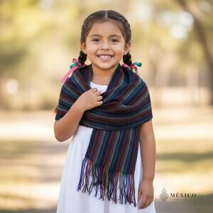 Mexican Rebozo child size 12 x 34 in 6 in fringe